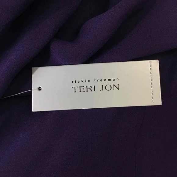 NWT TERI JON RICKIE FREEMAN Purple Bow Detail Trumpet Maxi Gown Size 2 - Picture 6 of 8